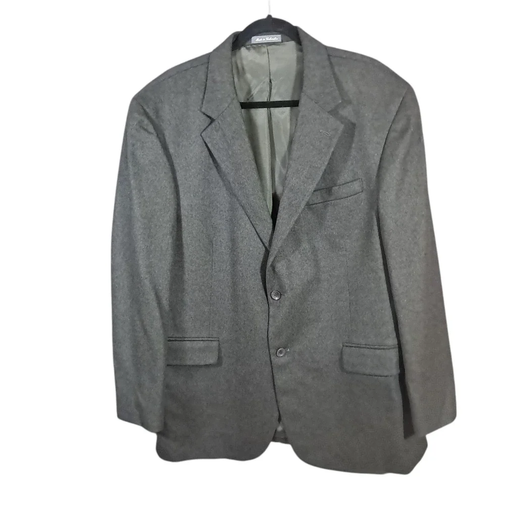 Oscar de la Renta Jacket XL‎ Gray Wool Cashmere Brushed Flannel Blazer Soft 46R